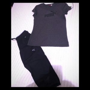 Puma set. Gray Tee shirt and black  pants.